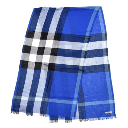 Burberry Silk Cashmere Half Mega Check Scarf Cobalt Blue 3 of 5
