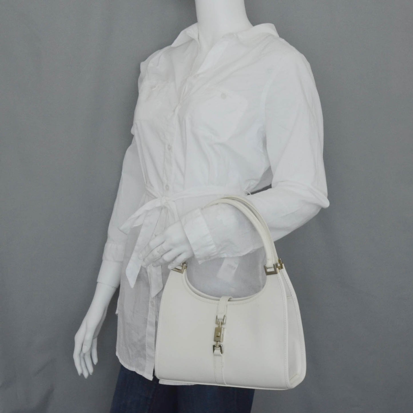 Leather Small Bardot White