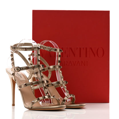 Valentino Garavani Metallic Nappa Rockstud Gladiator 105mm Sandals 39 Skin 10 of 10
