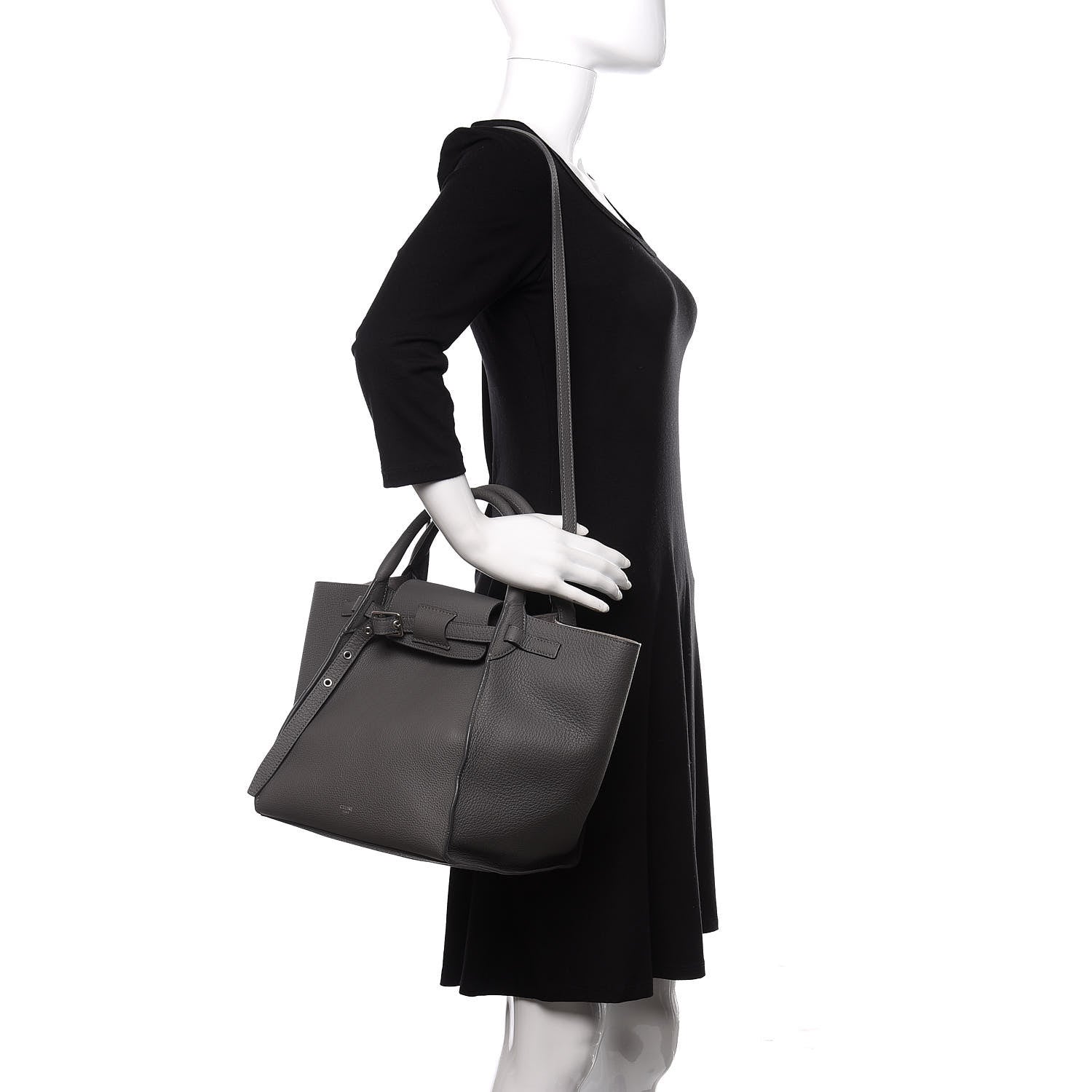 Celine Supple Grained Calfskin Long Strap Small Big Bag Gray 2 of 12