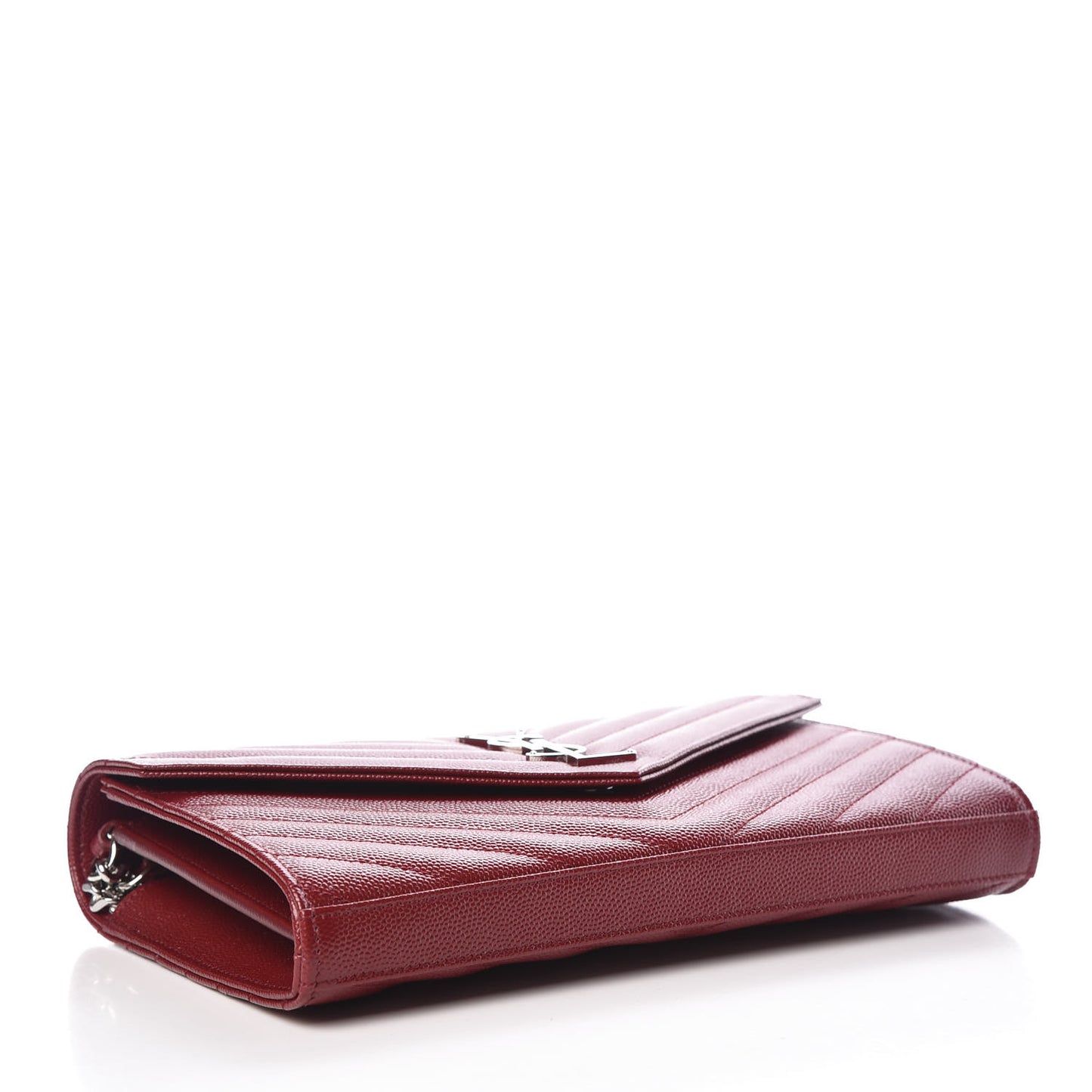 Grain De Poudre Matelasse Chevron Monogram Chain Wallet Palissandre