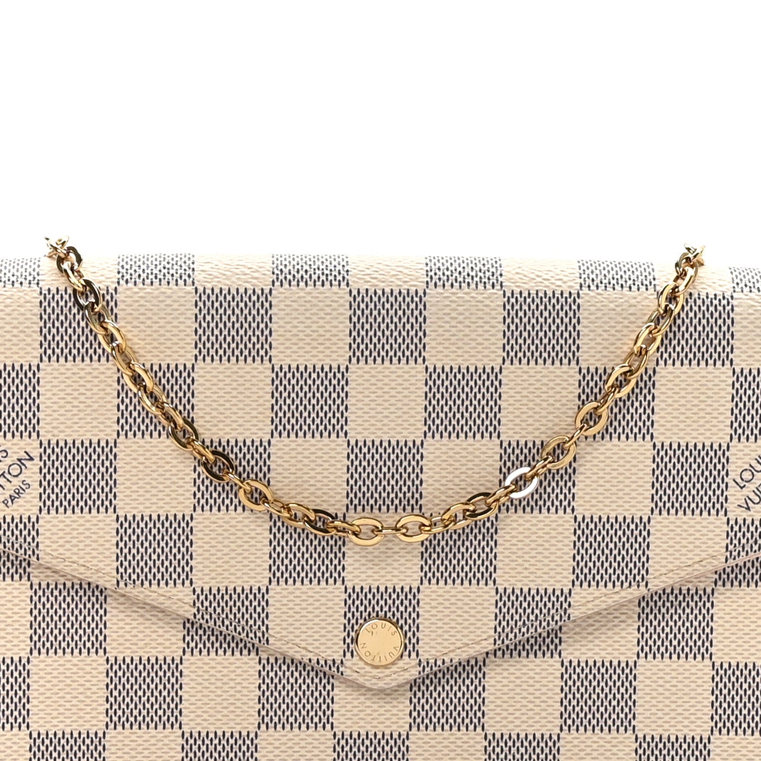 Louis Vuitton Damier Azur Pochette Felicie Chain Wallet Rose Ballerine 9 of 12