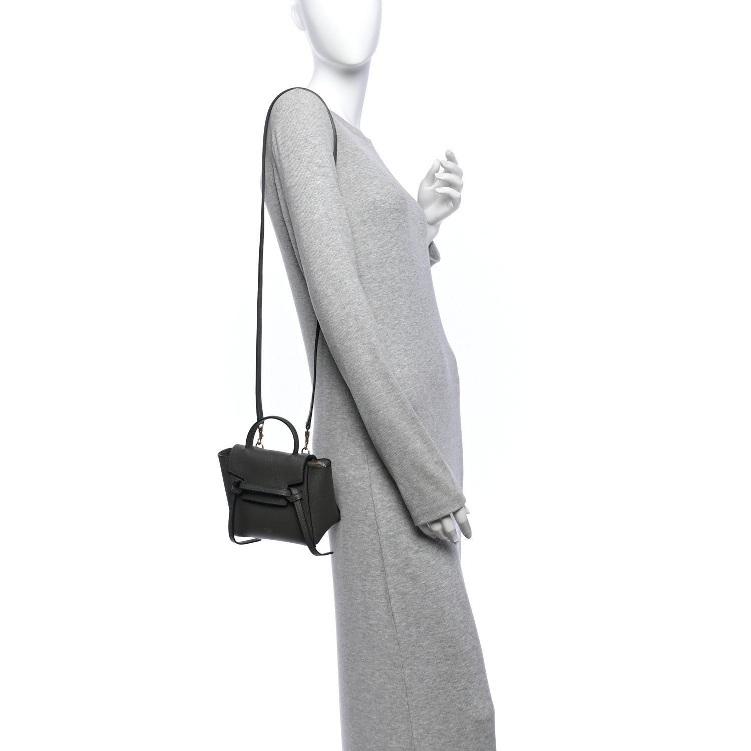 Celine Grained Calfskin Pico Belt Bag Grey 2 of 10