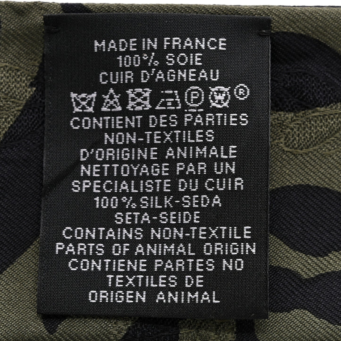 Silk Calfskin Bouquet Final Fringed Twilly Vert Loden Black