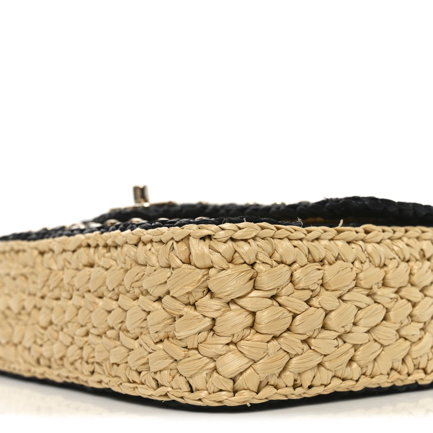 Chanel Raffia Chain Venice Beach Flap Bag Beige Black 10 of 12