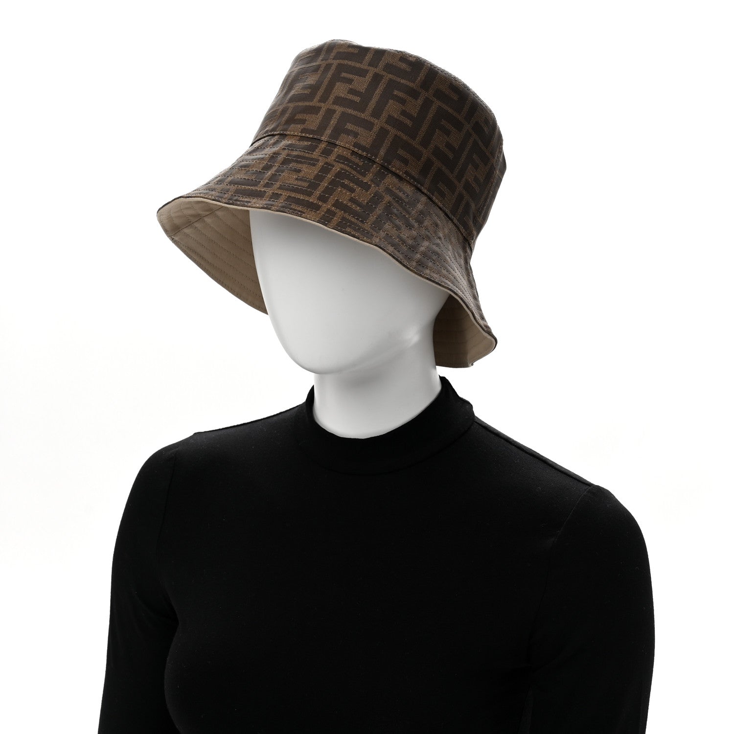 Fendi Technical Fabric FF Reversible Bucket Hat S Tobacco Beige 2 of 8