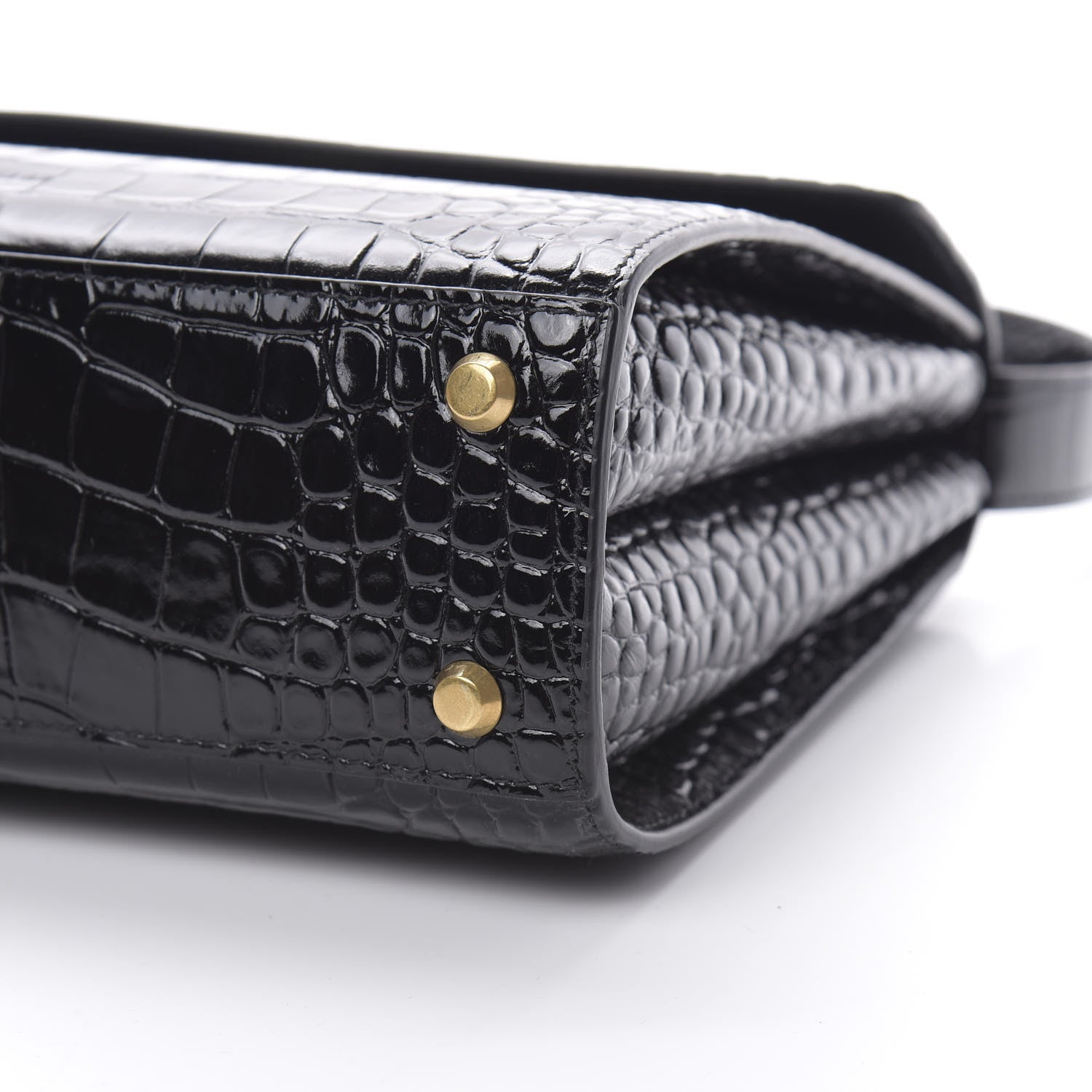 Balenciaga Shiny Calfskin Graffiti Logo Crocodile Embossed Medium Ghost Shoulder Bag Black White 10 of 10
