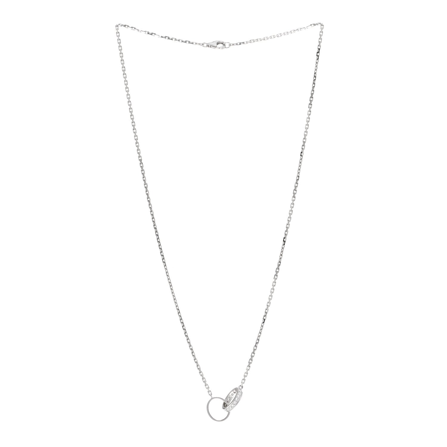 Cartier 18K White Gold Diamond Interlocking LOVE Necklace 3 of 6