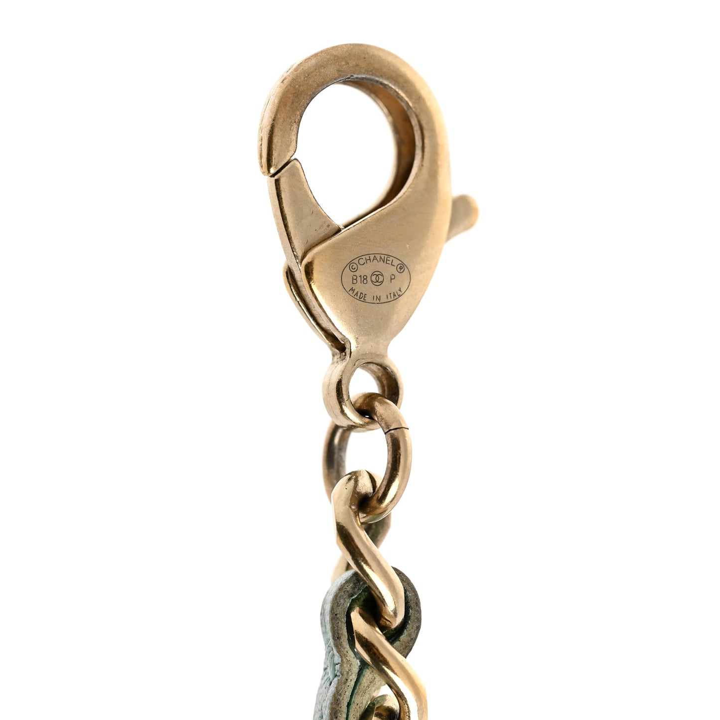 Metal Iridescent Lambskin Lock Bracelet Gold Light Blue