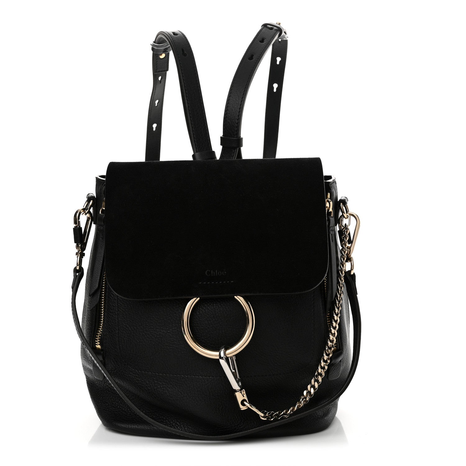 Chloe Suede Calfskin Medium Faye Backpack Black 1 of 10