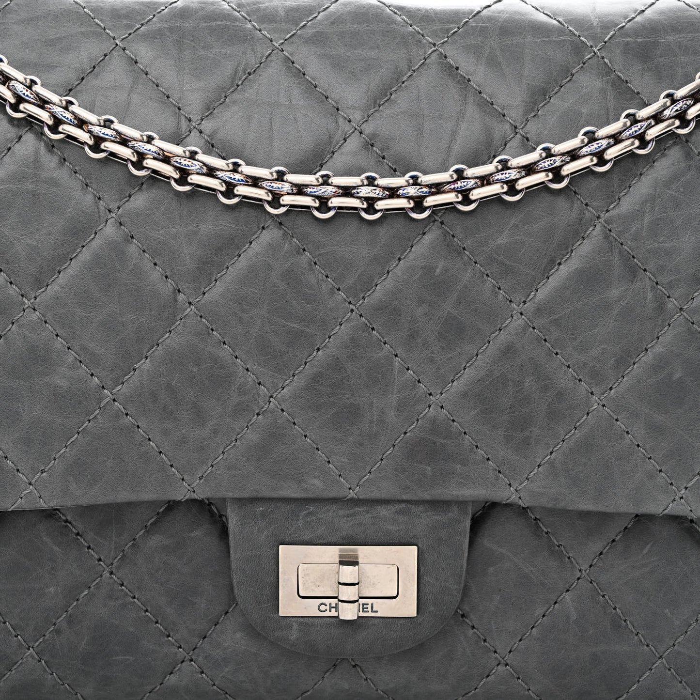 Aged Calfskin Quilted 50th Anniversary 2.55 Reissue Flap 226 Grey