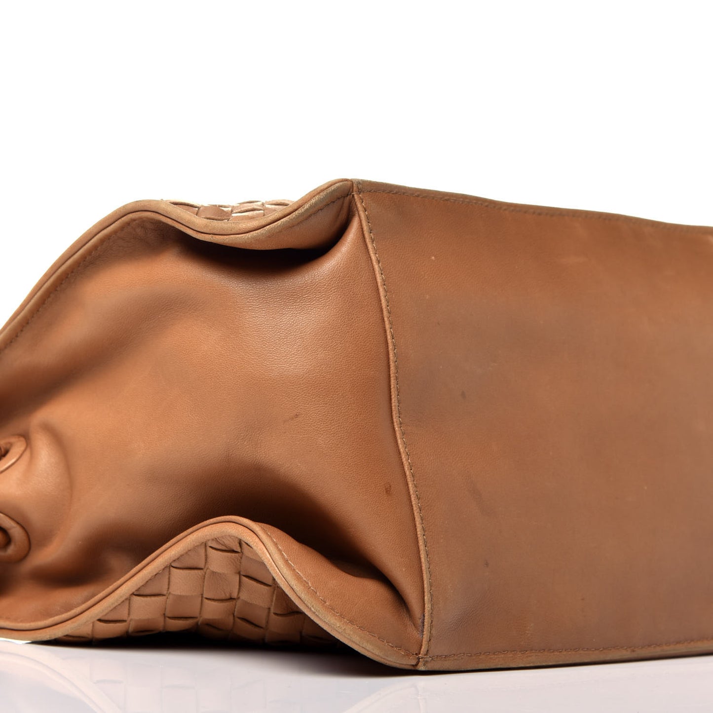 Nappa Intrecciato Shoulder Bag Camel