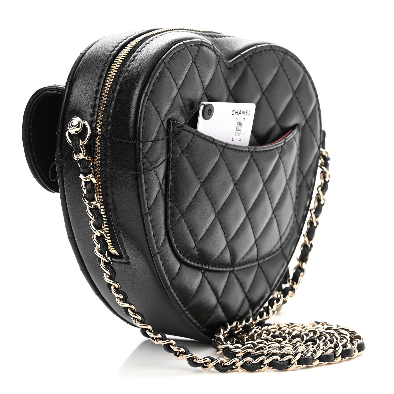 Chanel Lambskin Quilted CC In Love Heart Bag Black 3 of 9
