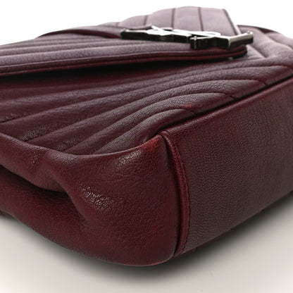 Saint Laurent Sheepskin Matelasse Chevron Monogram Medium College Bag Rouge Legion 7 of 24