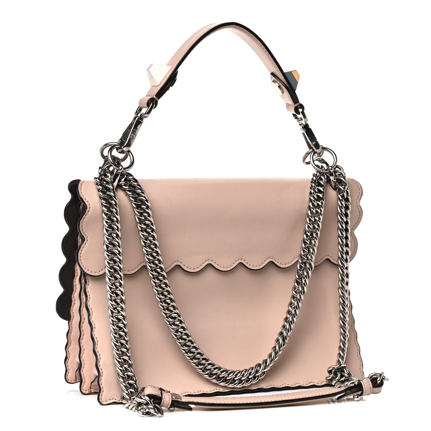 Fendi Vitello Liberty Scalloped Studded Kan I Shoulder Bag Plaster 2 of 20