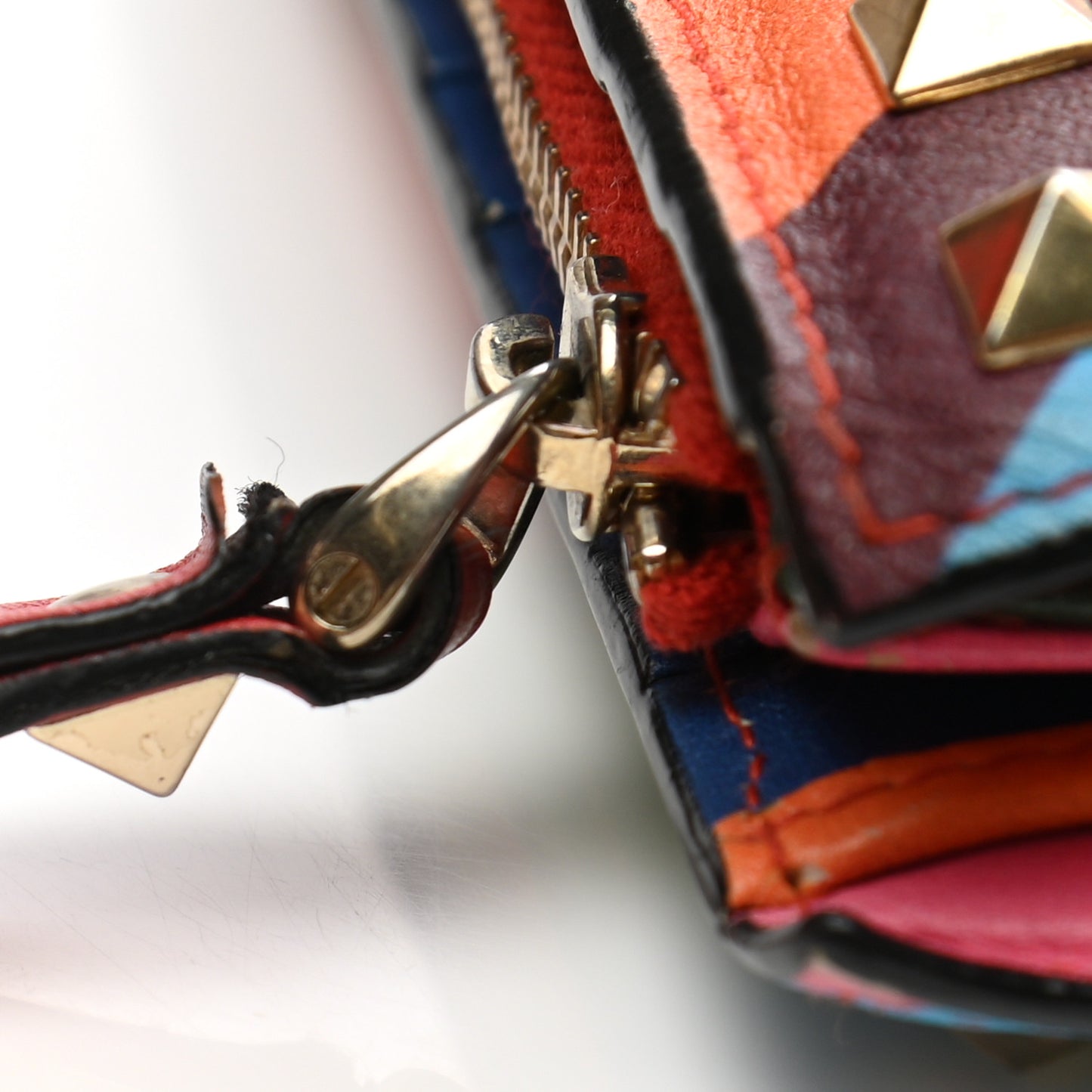 Calfskin Rockstud Continental Wallet Multicolor