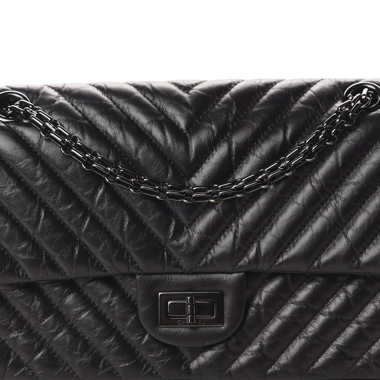 Chanel Aged Calfskin Chevron Quilted 2.55 Reissue 225 Flap So Black 10 of 11