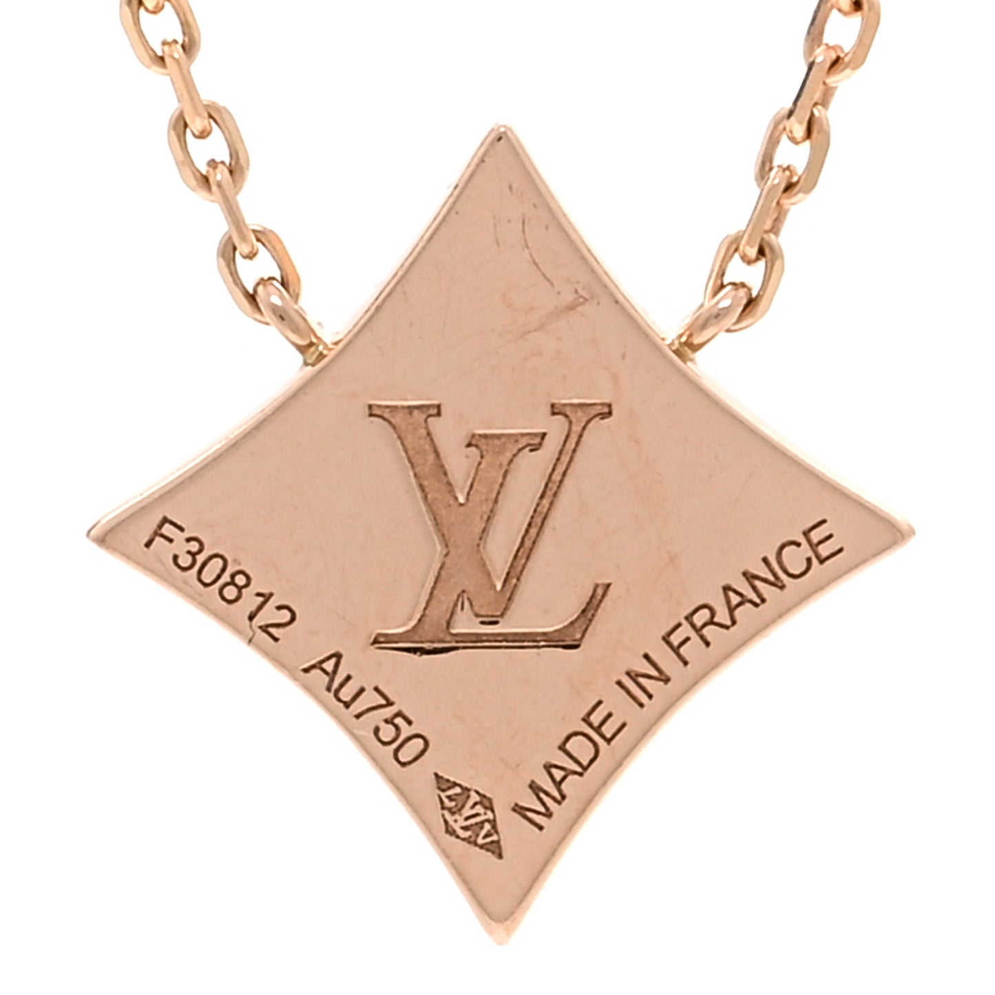 LOUIS VUITTON 18K Pink Gold Diamond Pink Mother of Pearl Color Blossom BB Star Pendant Necklace