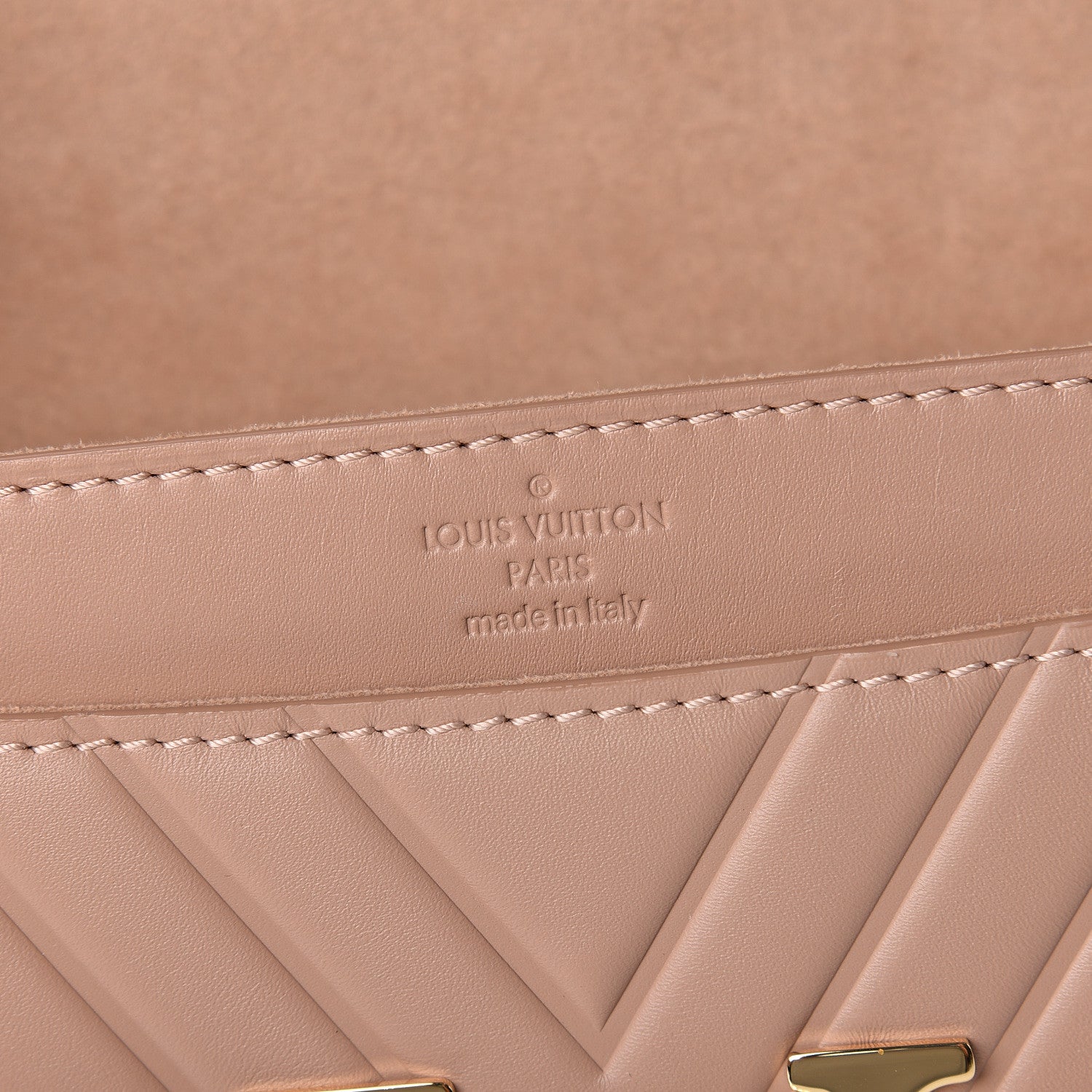 Louis Vuitton Calfskin Airy V Embossed Pochette Chain Louise GM Nude 8 of 10