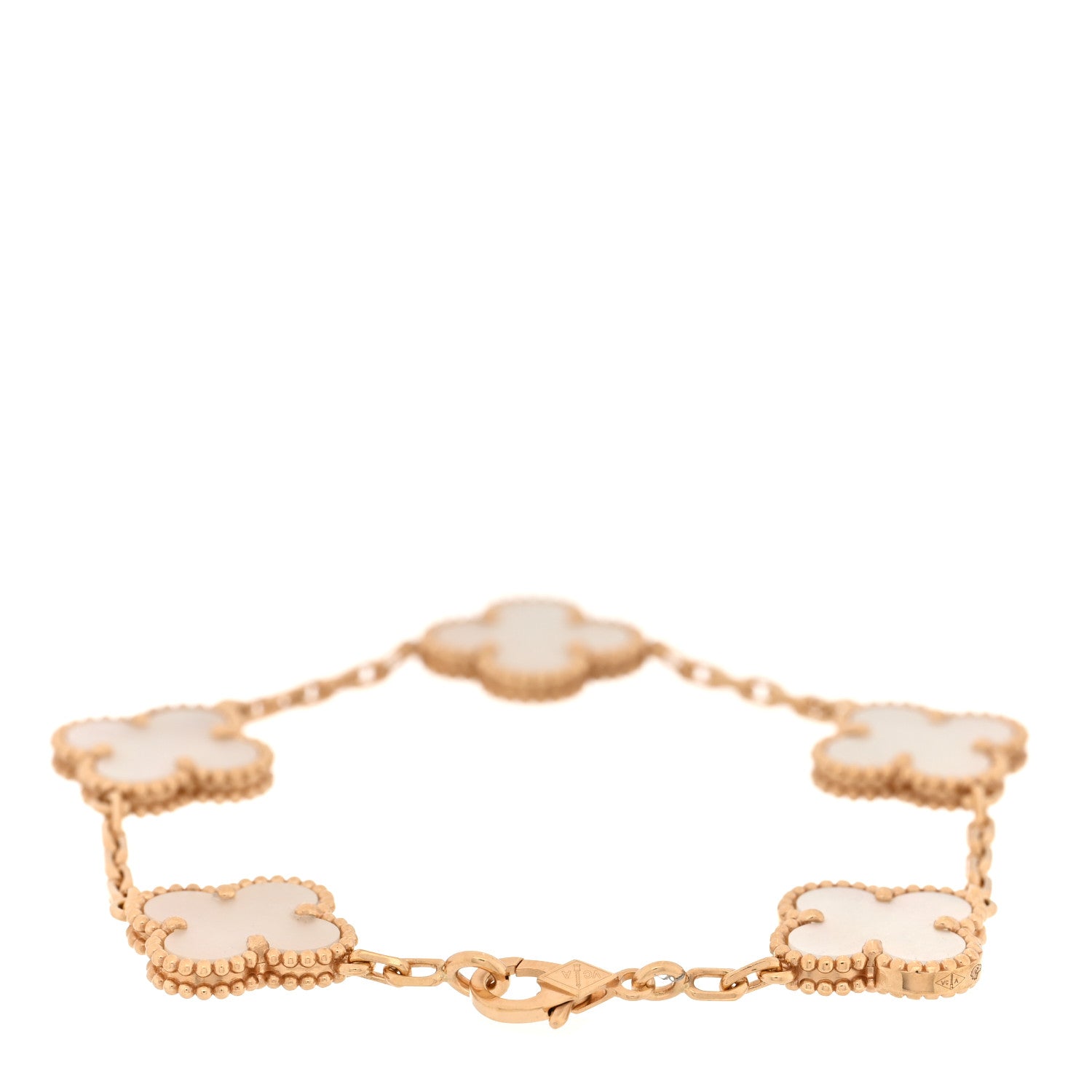 Van Cleef & Arpels 18K Yellow Gold Mother of Pearl 5 Motifs Vintage Alhambra Bracelet 2 of 4
