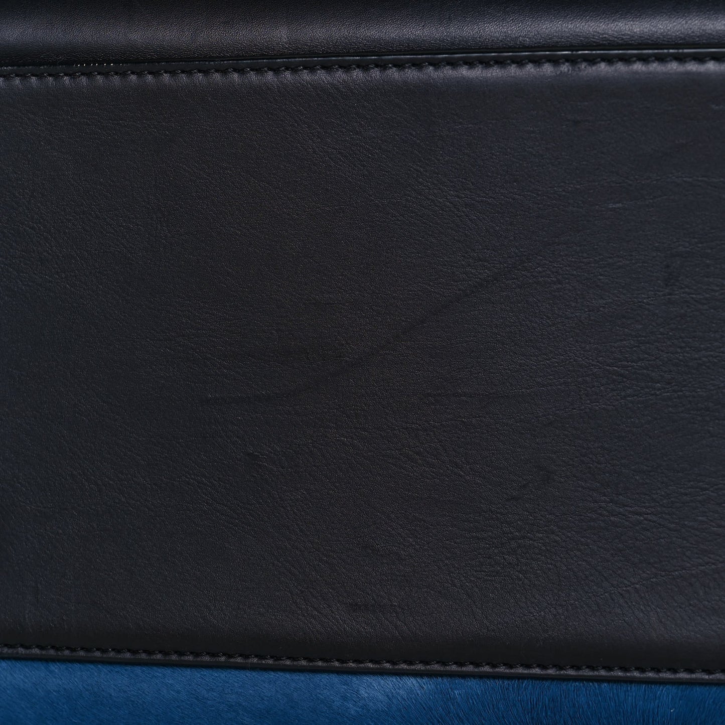 Pony Hair Medium Edge Shoulder Bag Ocean Blue