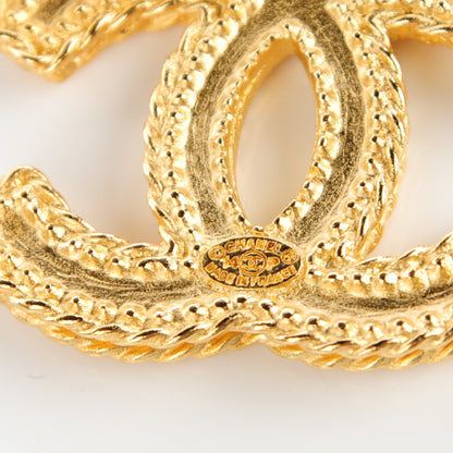 Chanel CC Drop Earrings Matte Gold 4 of 5