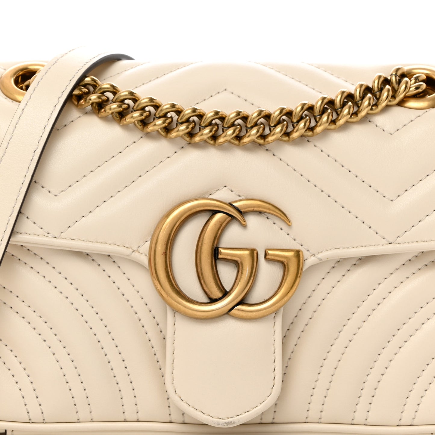 Calfskin Matelasse Mini GG Marmont Shoulder Bag White