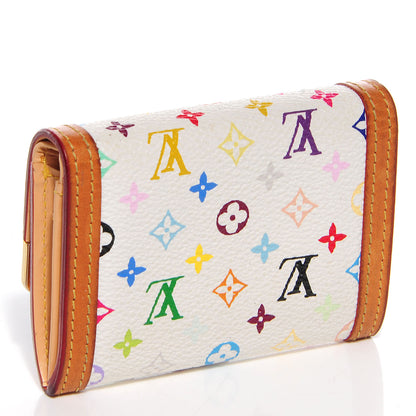 Louis Vuitton Monogram Multicolor Porte-Monnaie Plat Coin Purse White 3 of 7