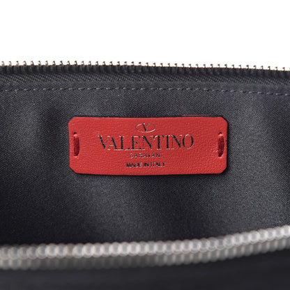 Valentino Garavani X JAMIE REID Cotton Canvas Embroidered Wristlet Zip Wristlet Pouch Black 6 of 7