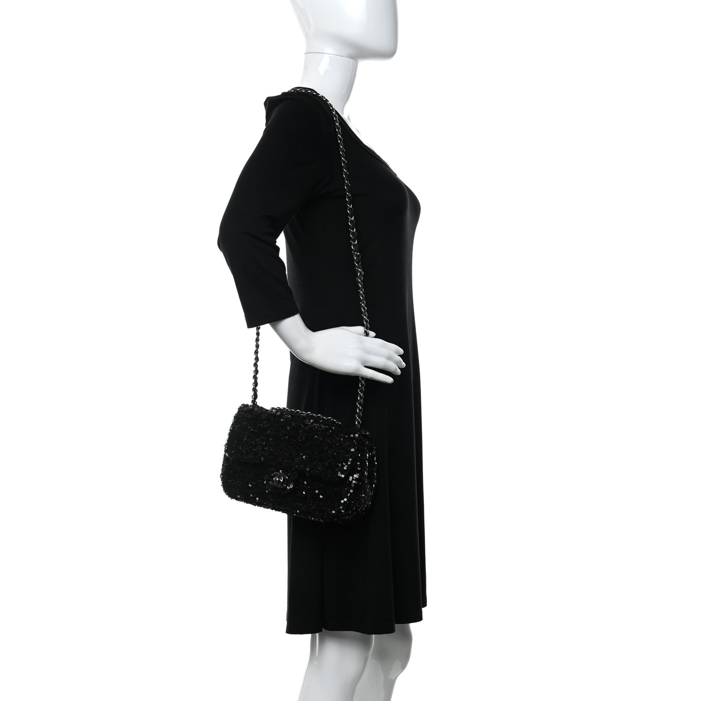 Sequin Medium Single Flap Multicolor Black
