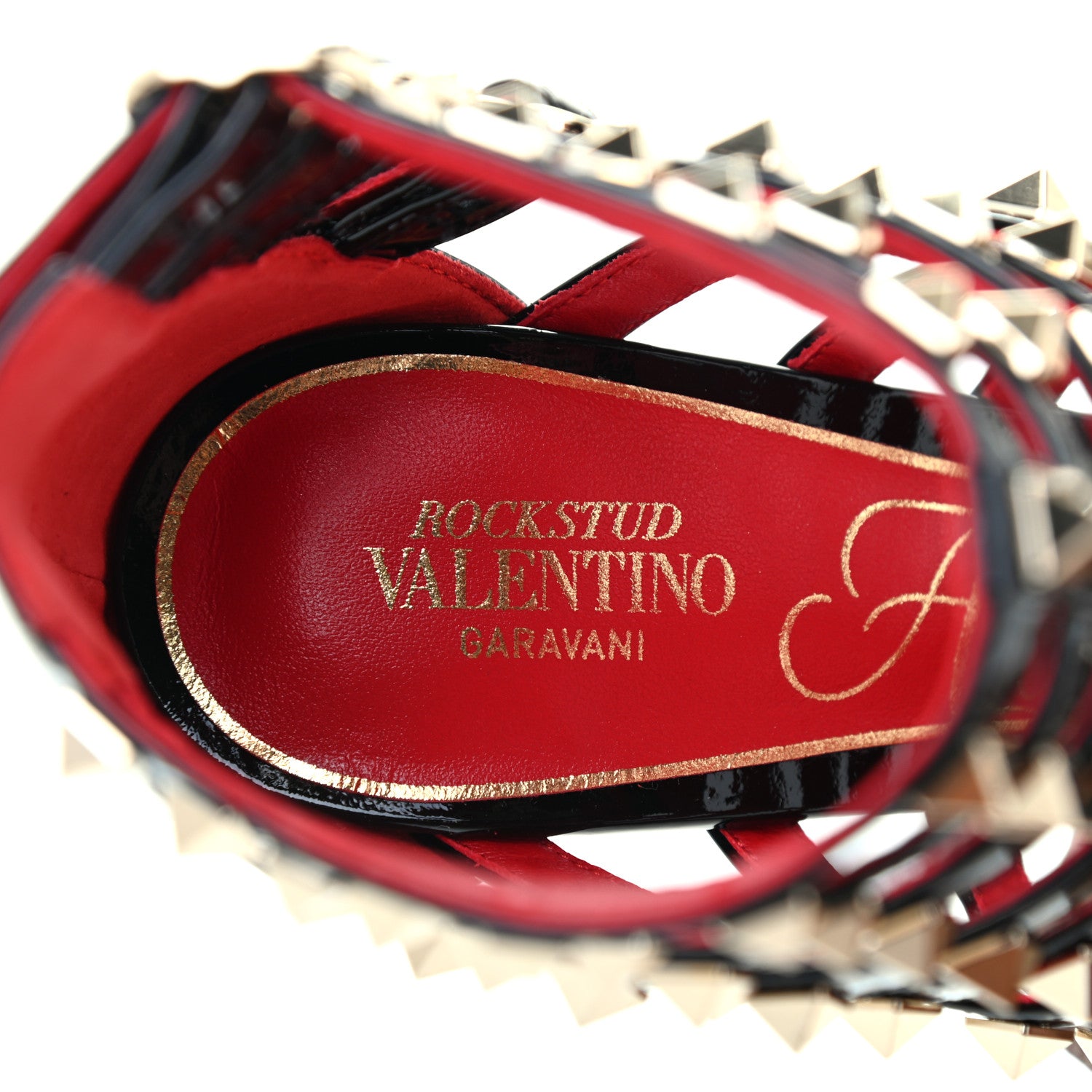 Valentino Garavani Patent Rockstud Alcove Cage 100mm Booties 37.5 Black 7 of 8