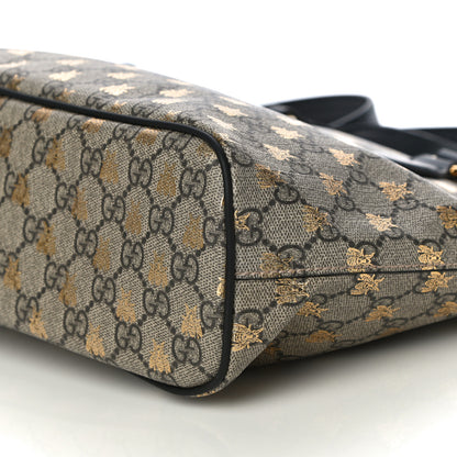 Gucci Soft GG Supreme Monogram Bees Small Crossbody Tote Beige Oro Black 9 of 10
