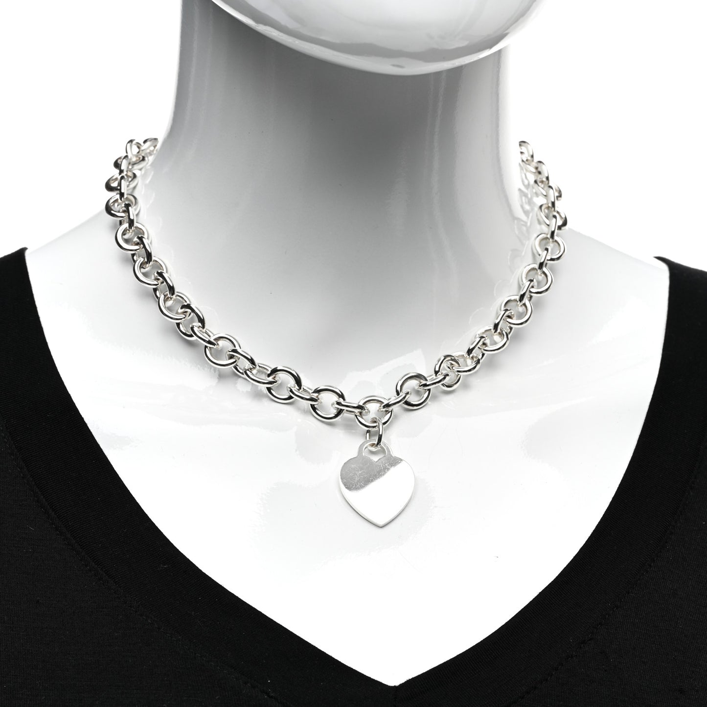 Sterling Silver Heart Tag Pendant Necklace