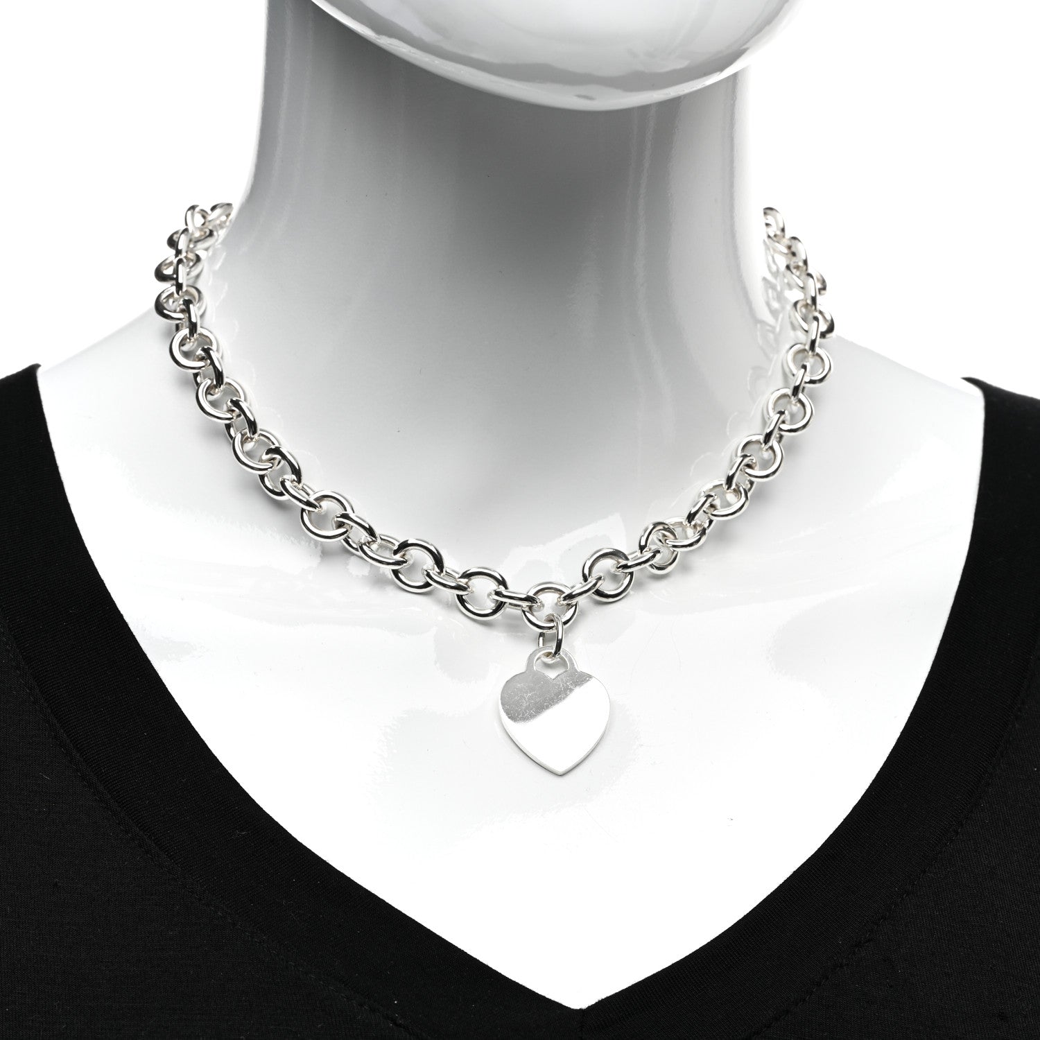 Tiffany Sterling Silver Heart Tag Pendant Necklace 2 of 4