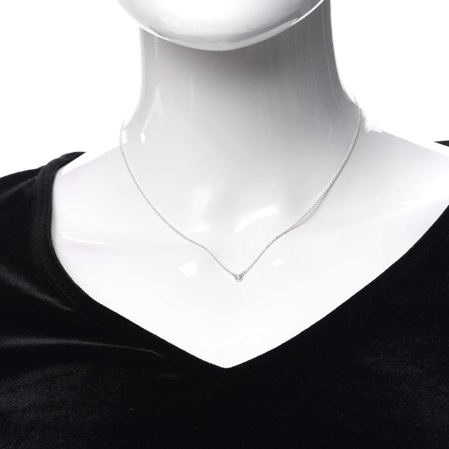 Tiffany Sterling Silver Diamond .03ct Elsa Peretti Diamonds by the Yard Pendant Necklace 2 of 5