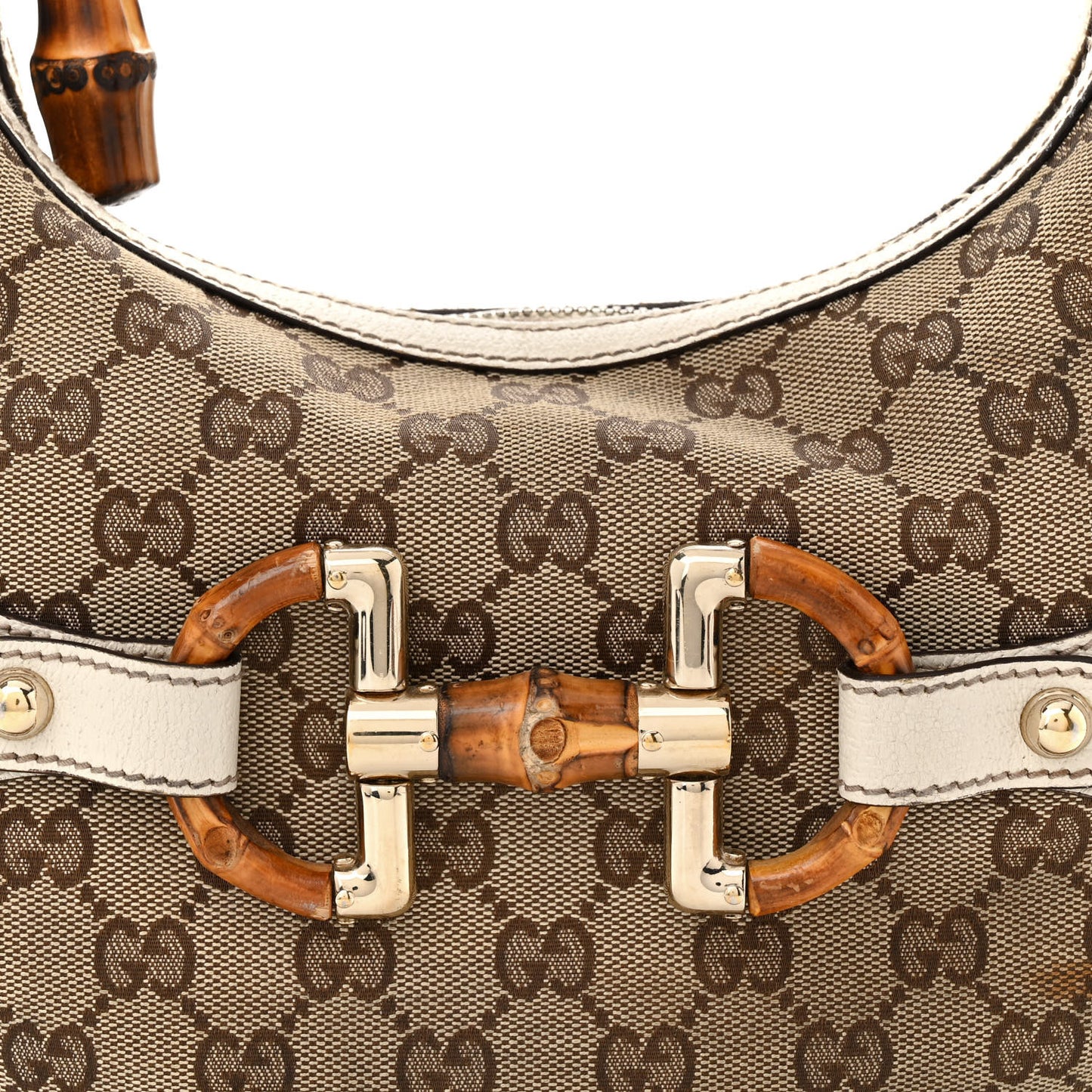 Monogram Bamboo Horsebit Hobo Off White