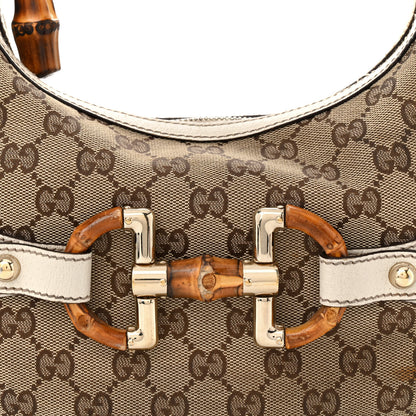 Gucci Monogram Bamboo Horsebit Hobo Off White 8 of 22