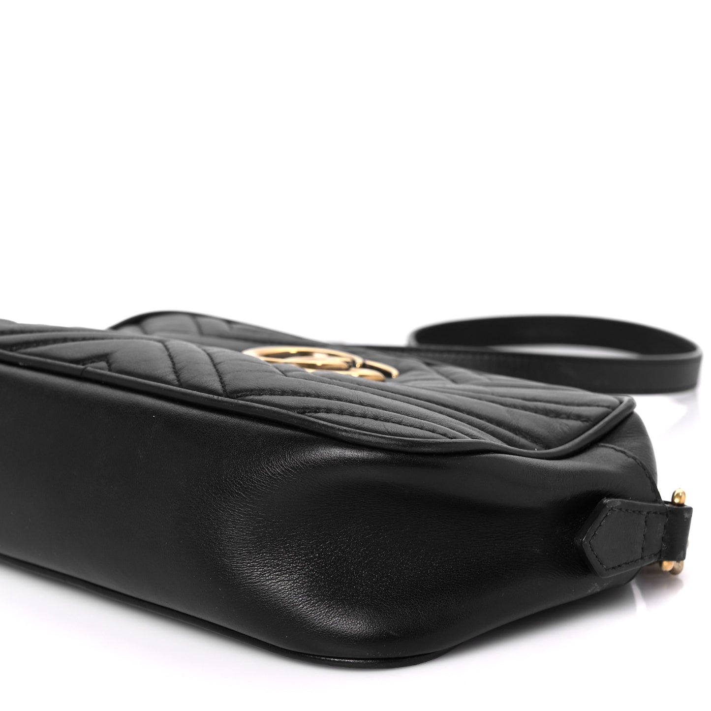 Calfskin Matelasse Small GG Marmont Chain Shoulder Bag Black