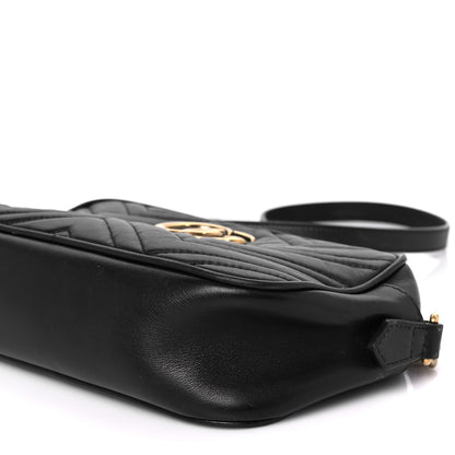 Gucci Calfskin Matelasse Small GG Marmont Chain Shoulder Bag Black 11 of 13