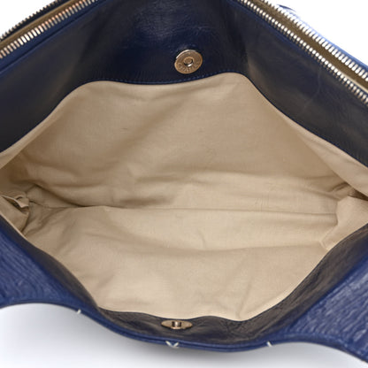 Chanel Glazed Goatskin Double Stitch Shoulder Bag Navy Blue 7 of 15