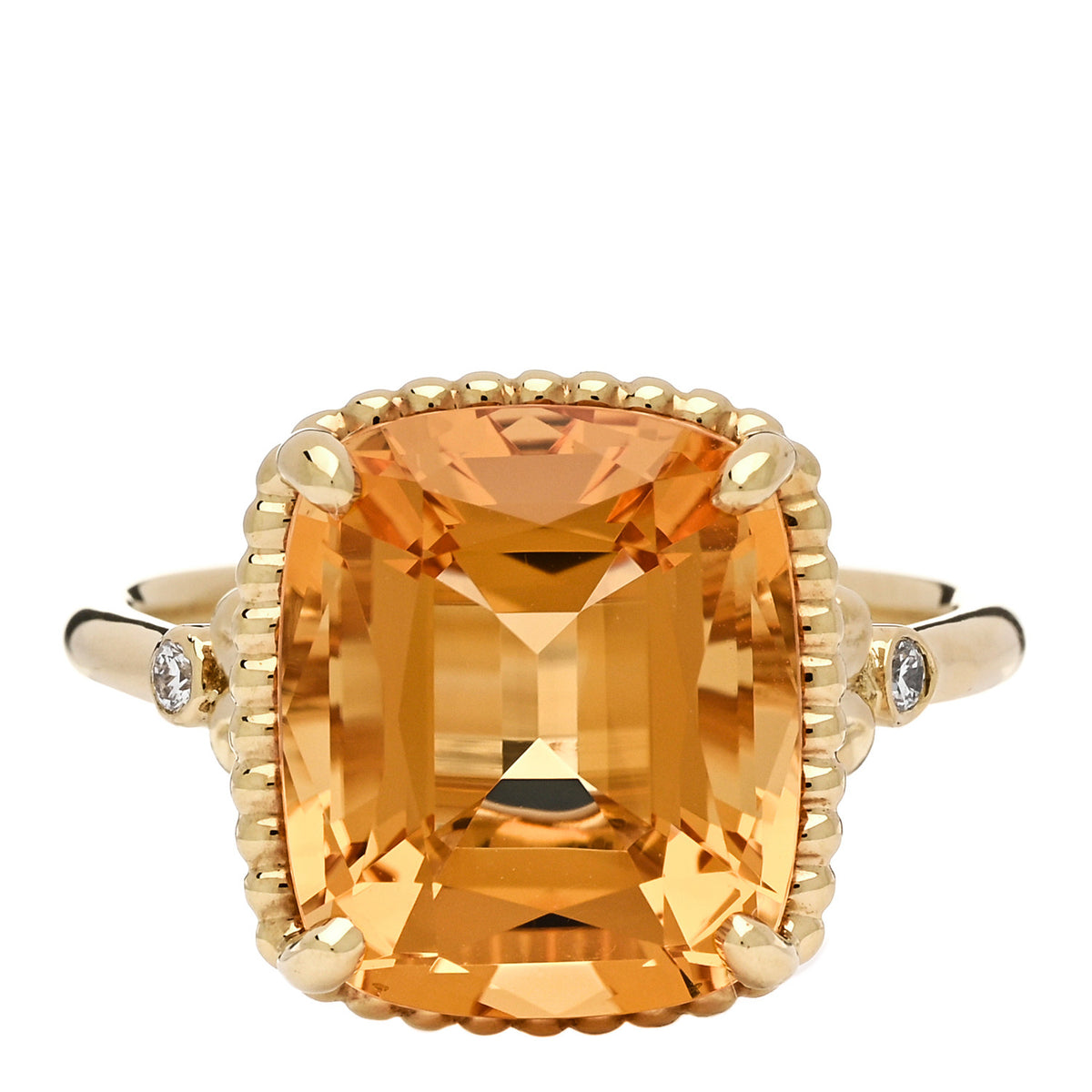 18K Yellow Gold Diamond Citrine Sparklers Cocktail Ring 56 7.5
