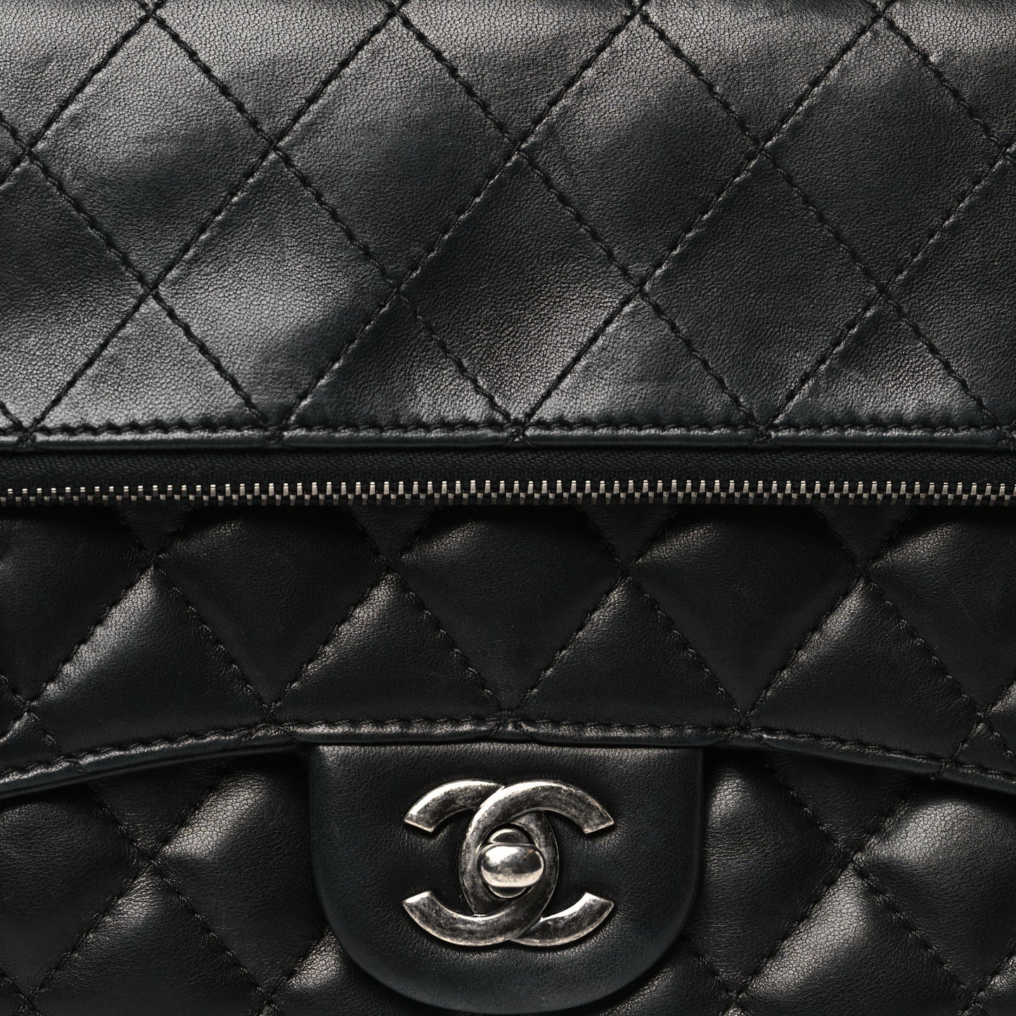 Lambskin Quilted Mini Multi Flap Bag Black