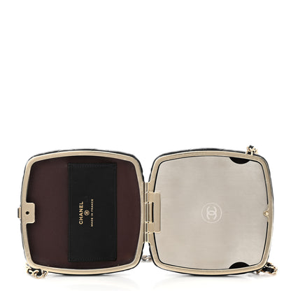 Chanel Lambskin Quilted Compact Vanity Case Purse With Chain Black 6 of 11