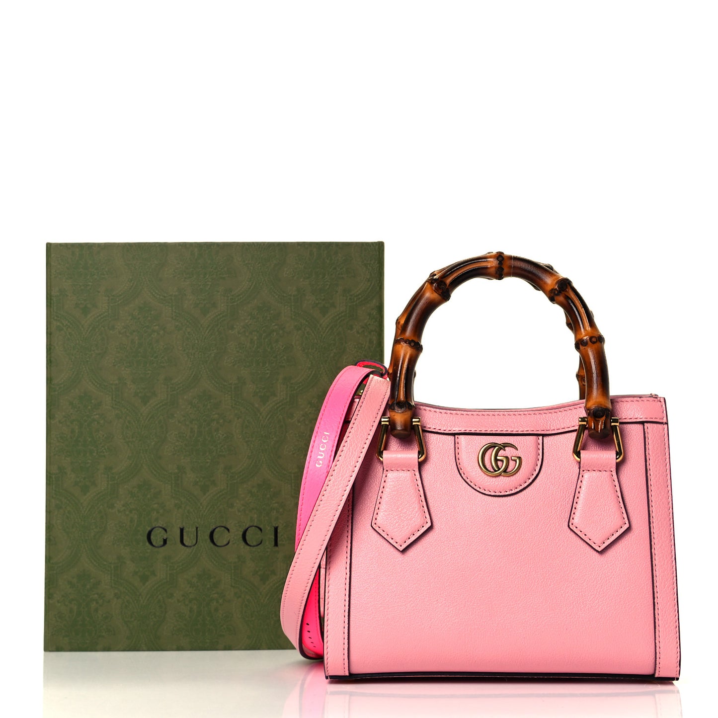 Wonka Grain Calfskin Mini Diana Tote Bag Wild Rose Fuxia Fluo