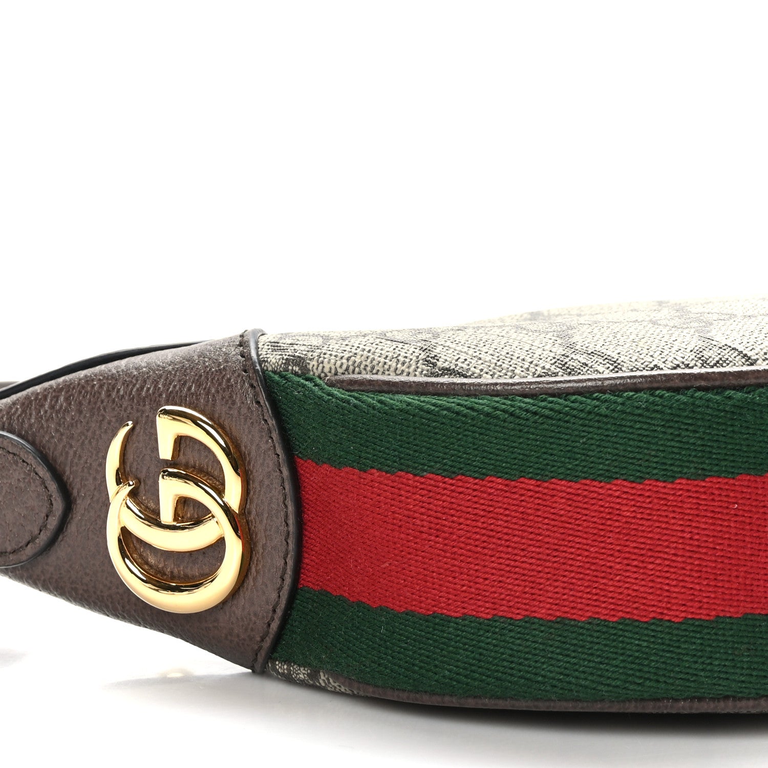 Gucci GG Supreme Monogram Textured Calfskin Web Mini Ophidia Half Moon Hobo Beige Ebony New Acero 8 of 9