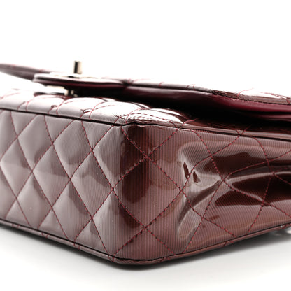 Chanel Striated Patent Quilted Medium Double Flap Burgundy 10 of 11