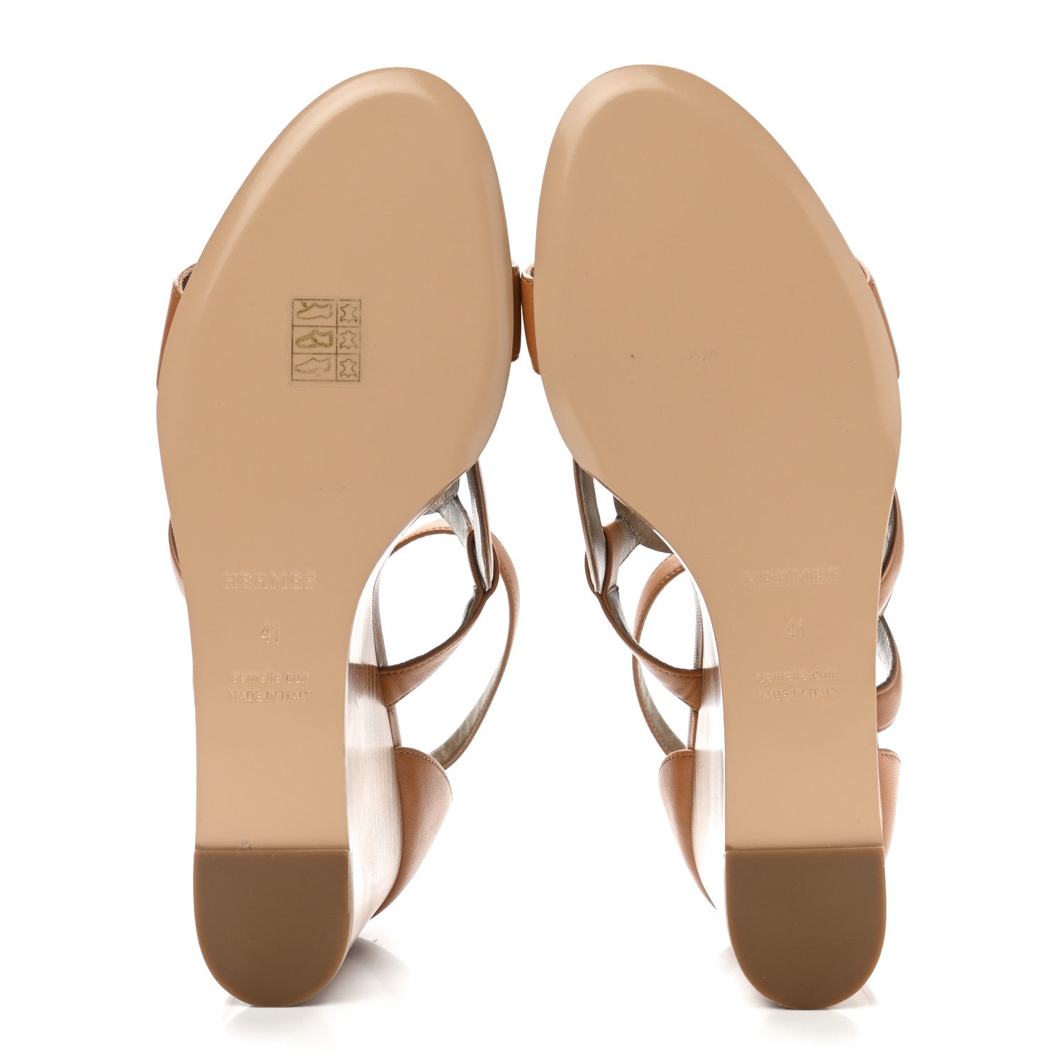 Hermes Nappa Brisbane Wedge Sandals 41 Naturel 5 of 8