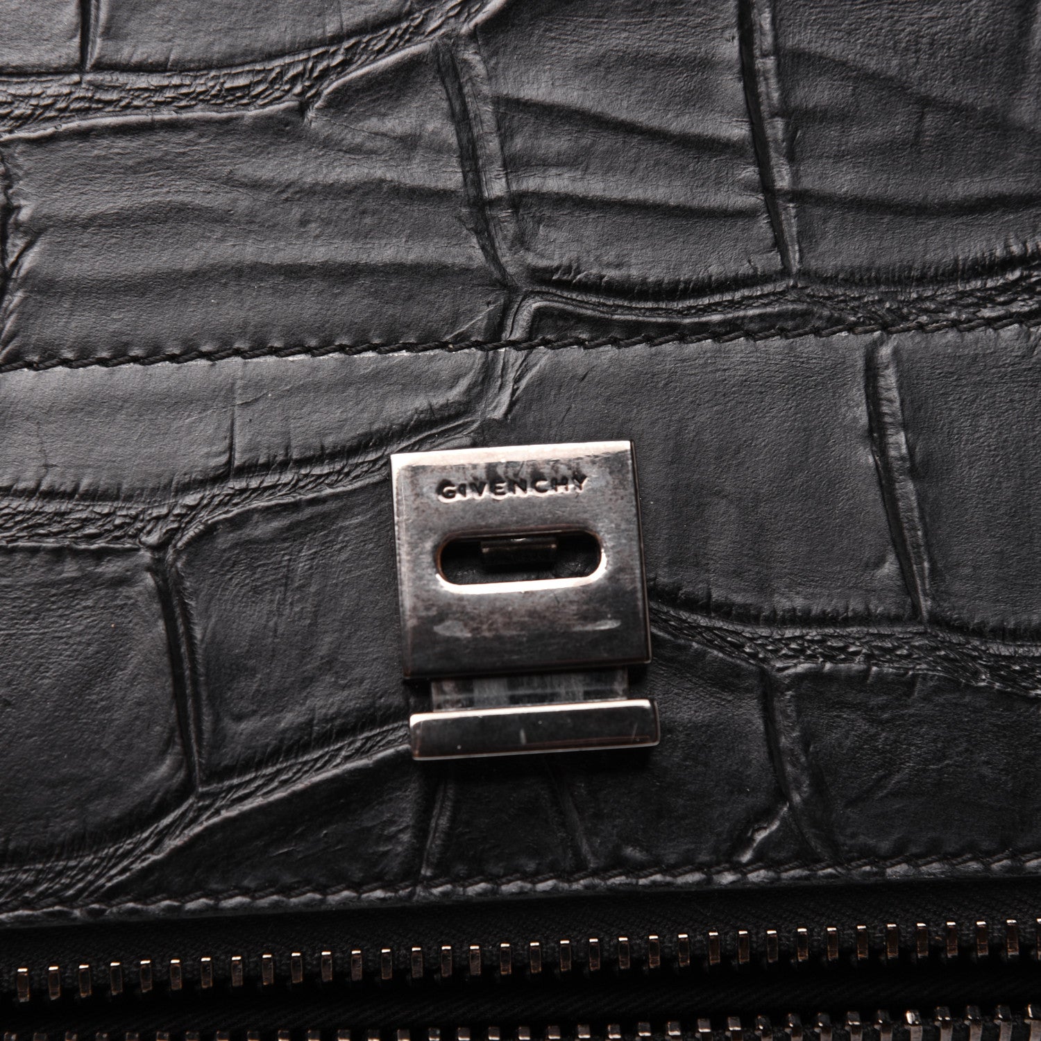 Givenchy Calfskin Crocodile Embossed Medium Pandora Box Crossbody Bag Black 16 of 28