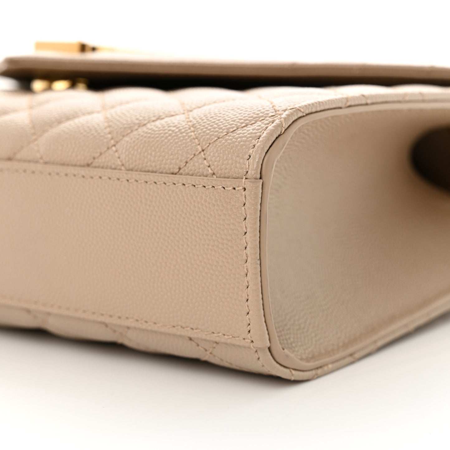 Grain De Poudre Textured Mixed Matelasse Medium Triquilt Monogram Satchel Dark Latte