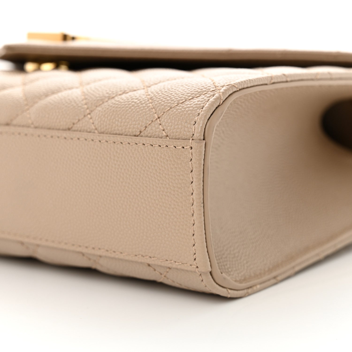 Saint Laurent Grain De Poudre Textured Mixed Matelasse Medium Triquilt Monogram Satchel Dark Latte 10 of 10